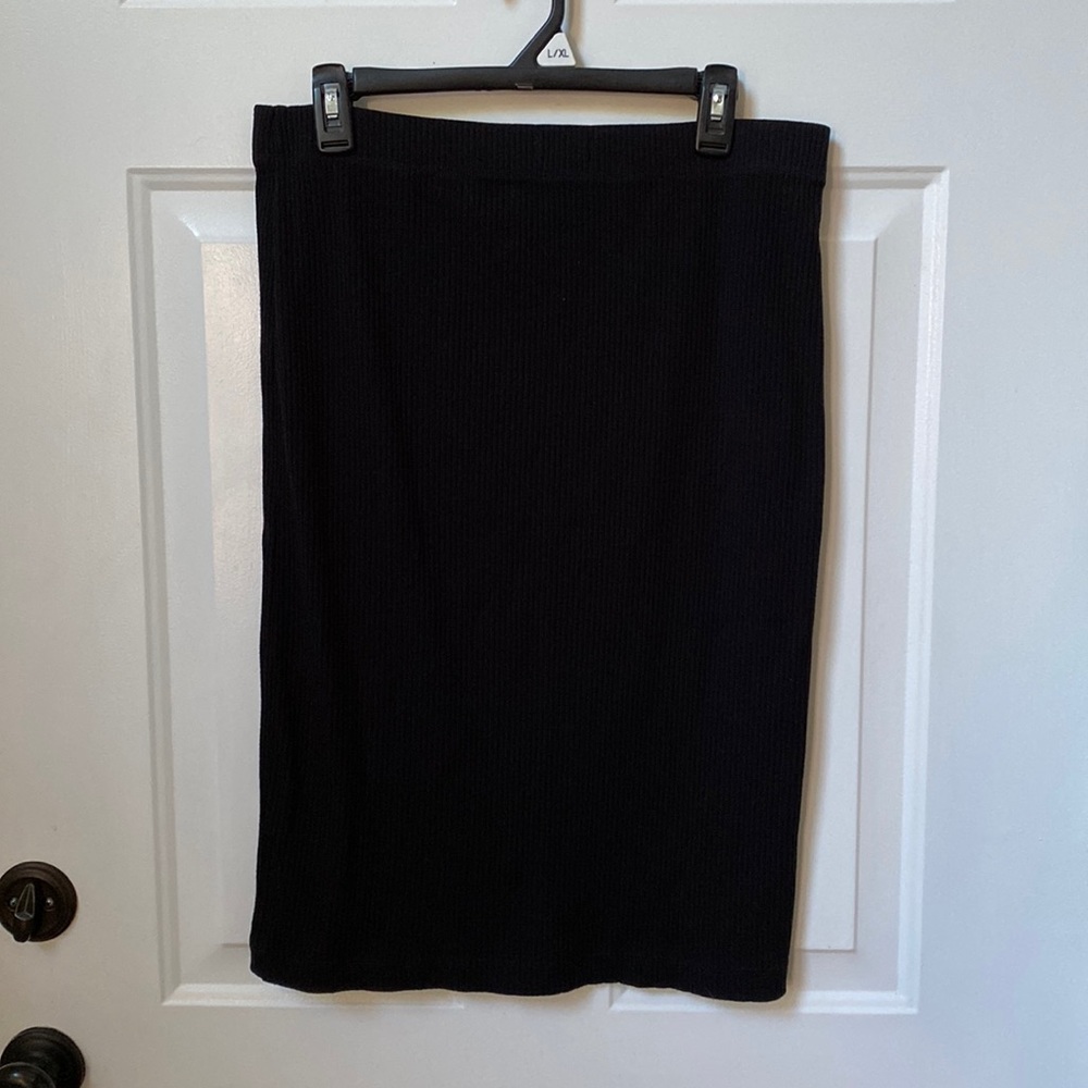 Madewell Stretchy Black Ribbed Pencil Skirt XL